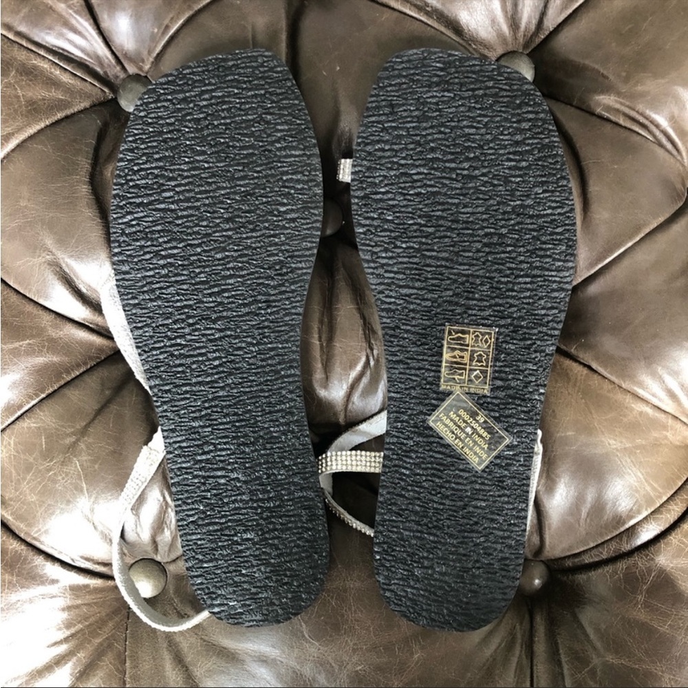 New Free People Silver Crystal Cove Sandal OB1128798 flat embellished sparkle - Picture 7 of 8